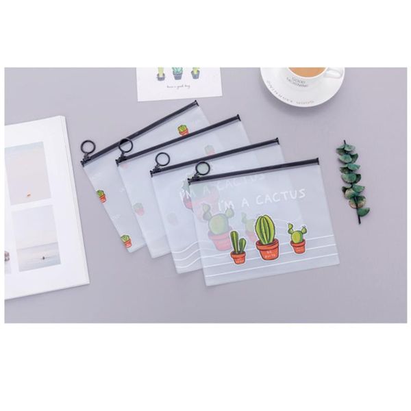 

pencil bags 2pcs clear zipper file pattern printed pouch with big ring for storage