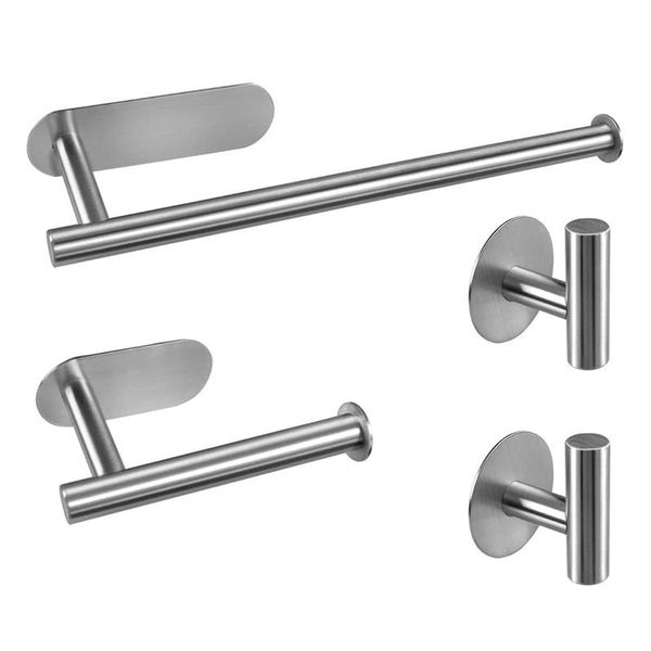 

toilet paper holders 4 pcs towel holder self adhesive rack roll with robe hooks