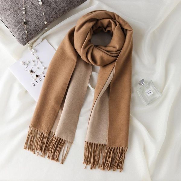 

scarves autumn and winter super soft double-sided cashmere scarf shawl dual-use female korean version of simple warm thick, Blue;gray