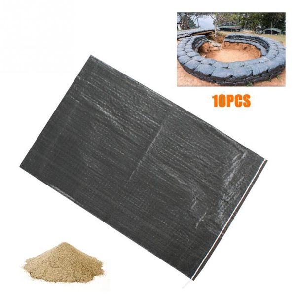 

storage bags 10pcs woven portable foldable pp garbage packing uv protection sandbags black for flooding bag pouch flood water barrier