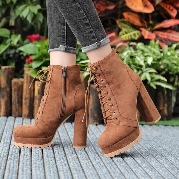 

dress shoes perixir boots-women autumn winter footwear ankle boots high heels faux suede platform feminine women's booties o8s1, Black
