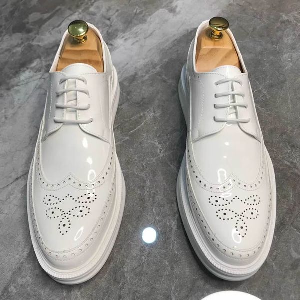

oxford shoes fashion brogue men leather formal dress shoes man comfortable office party footwear, Black