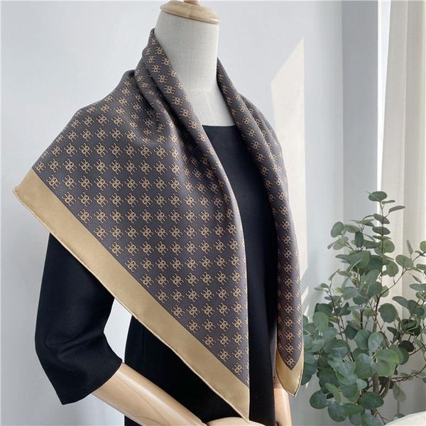 

scarves 2021 fashion print 100% silk scarf shawl for women wraps, Blue;gray