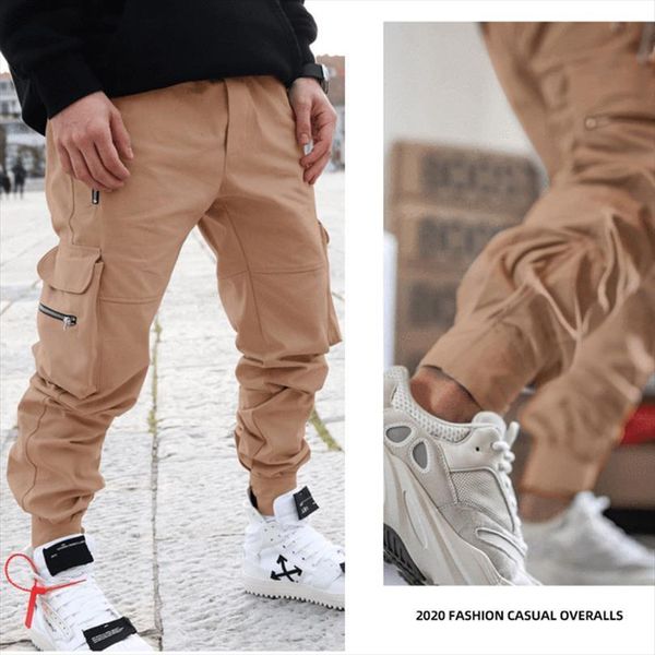 

solid color multi pockets cargo women pants sweatpants trousers overalls with multiple jogging streetwear, Black