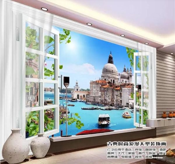 

wallpapers custom any size mural wallpaper 3d curtain venice city building fresco living room tv backdrop wall painting papel de parede