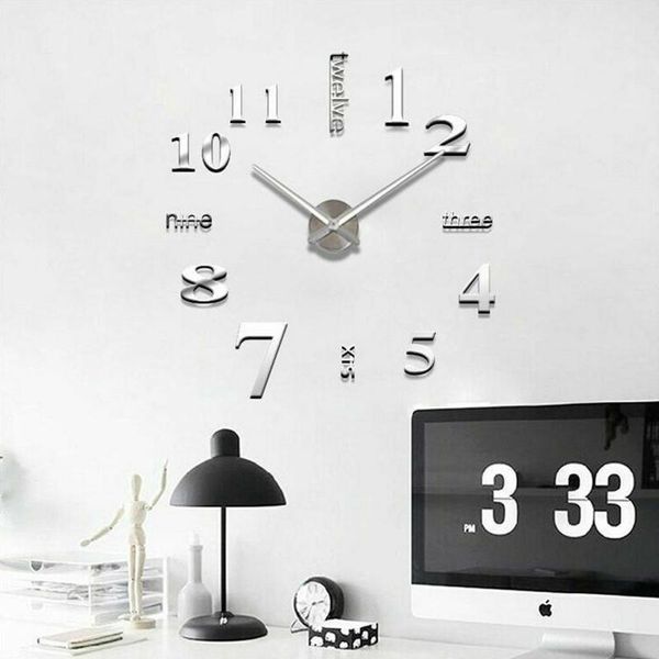 

3d wall clock mirror wall stickers creative diy clocks removable art decal sticker home living room watch decoration