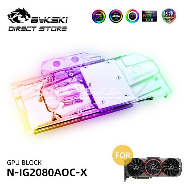

bykski argb gpu block water block for rtx 2080 advanced oc v3 video cards cooler pc watercooling vga n-ig2080aoc-x