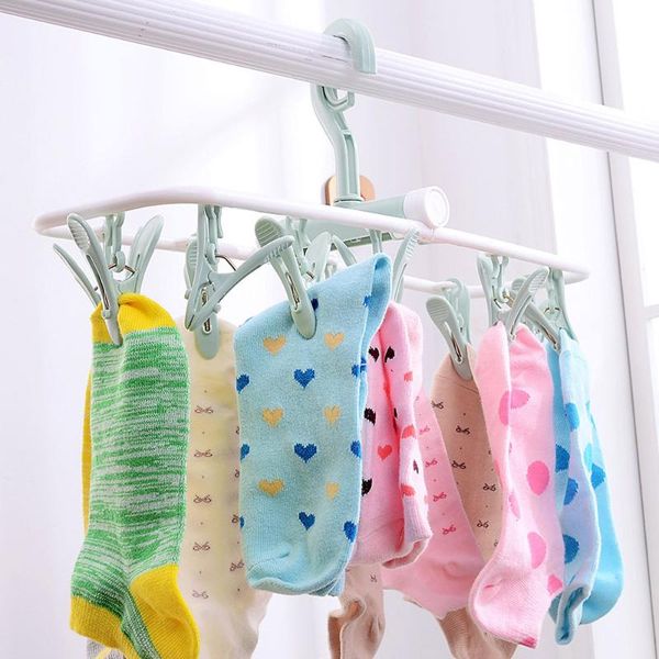 

clothing & wardrobe storage 12 clip folding drying rack multi-functional underwear socks plastic clothes hanger dryer towels cloth