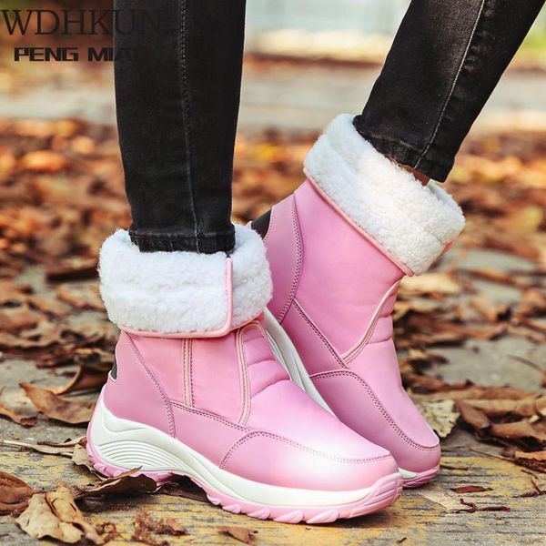 

boots fashion warm winter snow women 2022 flats white black pink blue botas mujer x253