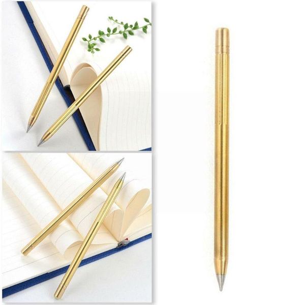 

ballpoint pens retro brass inkless pen pure metal no-ink pencil outdoor everlasting gift travel 1pcs stylus b3r5, Blue;orange
