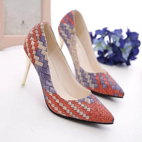

dress shoes women fashion slip-on high heels pointed toe comfortable shallow luxury designers woman 9cm, Black