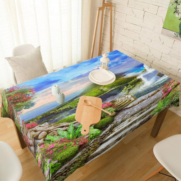 

table cloth colorful mountains plants flowers sea dining chair cover kitchen tablecloth modern home decor manteles