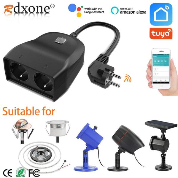 

smart power plugs wifi waterproof socket ip44 outdoor plug outlets works with alexa google home app remote control