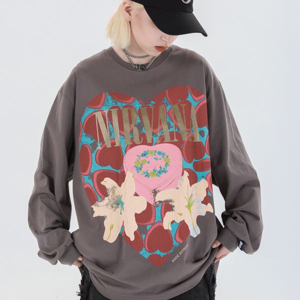 

2021 new oversized grey clothes sloth streetwear tees women vintage retro angel graphic long sleeve shirts gothic tshirt 0xee, White