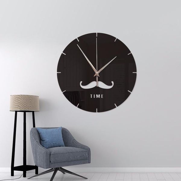 

wall clocks bearded clock creative acrylic stickers home decoration mirror living room bedroom