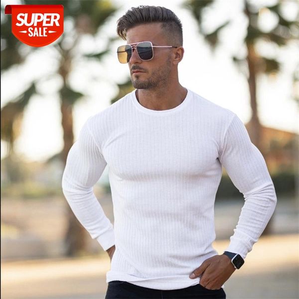 

gyms fitness t-shirt men casual long sleeve cotton new male bodybuilding workout skinny tee shirt running sport clothing #3l0i, White;black