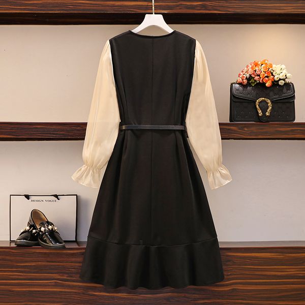 

vintage 90s party mode spring day ruff 2021 new woman crocheted long sleeve line dressed plus size dress 5xl uiui, White