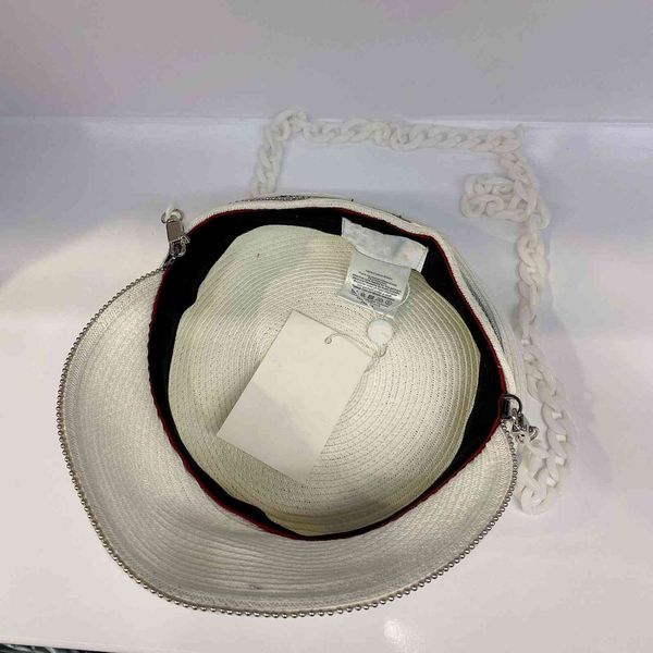 

french paris straw rabbit head chain riding hat luxury cap, Black;white