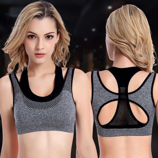 

tracksuits professional high strength shockproof rimless yoga running vest, fast dry and breathable, two-piece sports bra, Gray