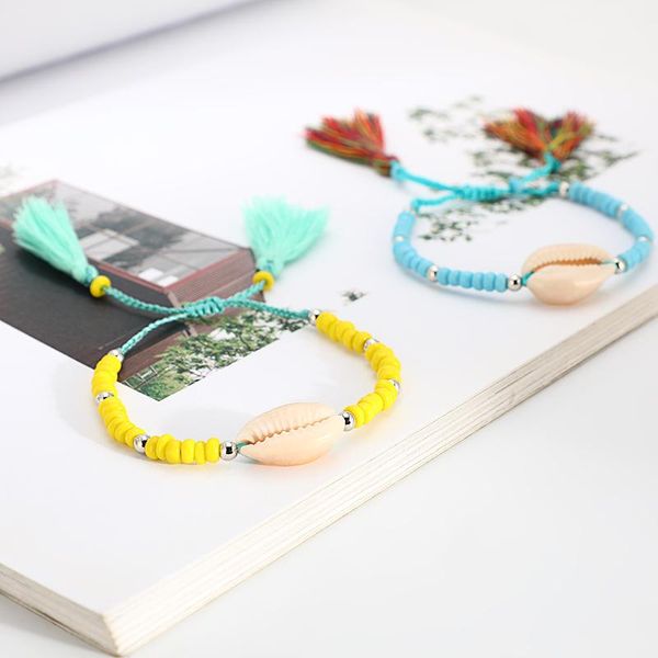 

charm bracelets zhen tomomi boho shell beaded bracelet for women 2021 adjustable colorful tassel jewelry pulseiras accessories, Golden;silver