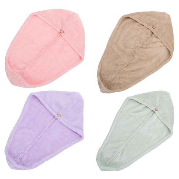 

shower caps 4pcs practical hair drying hats coral fleece dry bathing towels