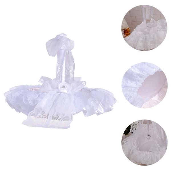 

gift wrap wedding flower basket lace romantic rhinestone decoration girl