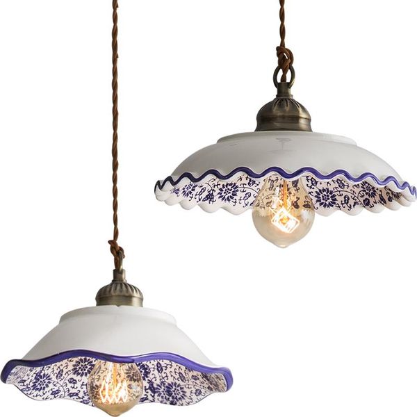 

nordic designer blue and white porcelain retro personality restaurant clothing store bedroom milk decorative chandelier