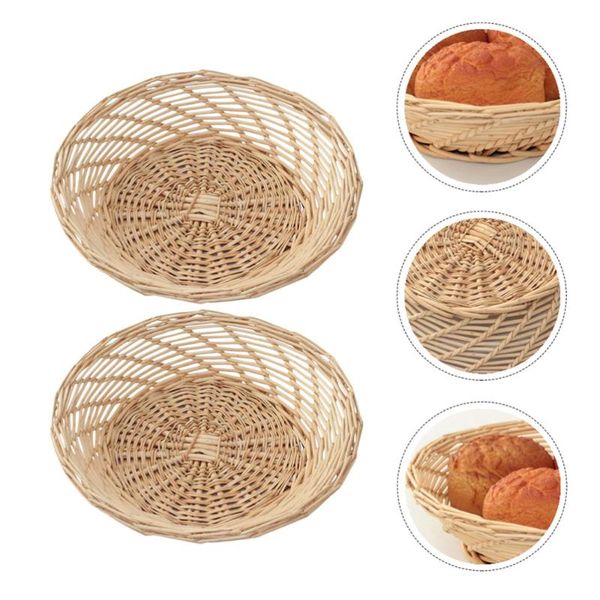 

storage baskets 1 set 2 pcs steamed bun wicker bread fruits (assorted color)