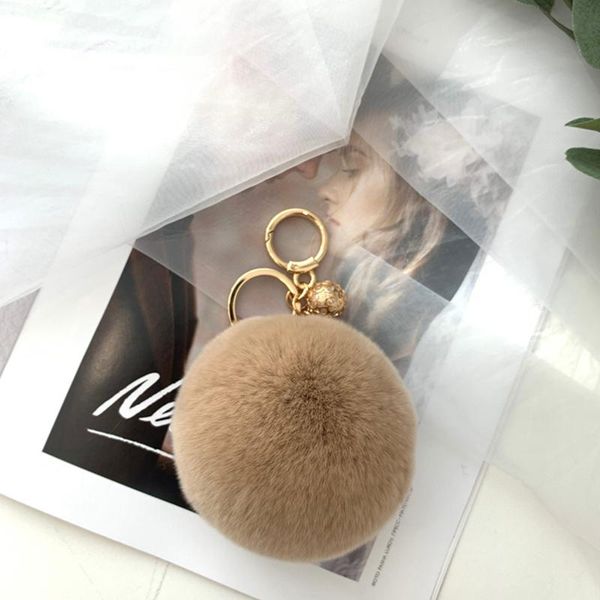 

keychains pompom handbag decor-accessories genuine rex fur trinket colorful ball, Silver