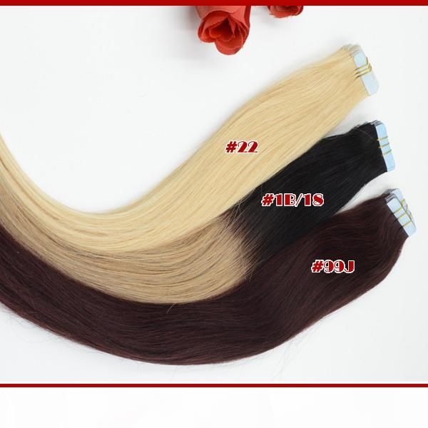 

xcsunny human hair tape extensions ombre indian remy hair straight 40pcs 100g human hair tape extensions tape ombre, Black