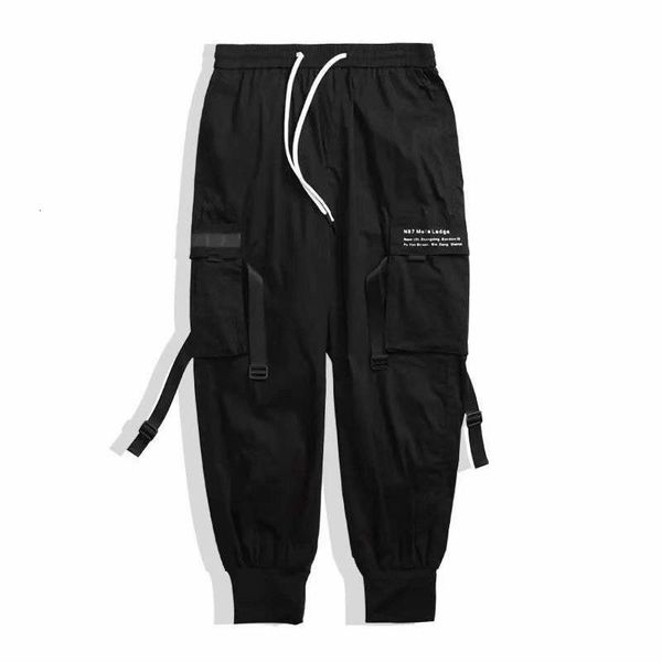 

2021 new legal japo outono dos homens multi-bolso de carga cintura elstica harem pant vero hip hop casual solto joggers calas n0i6, Black