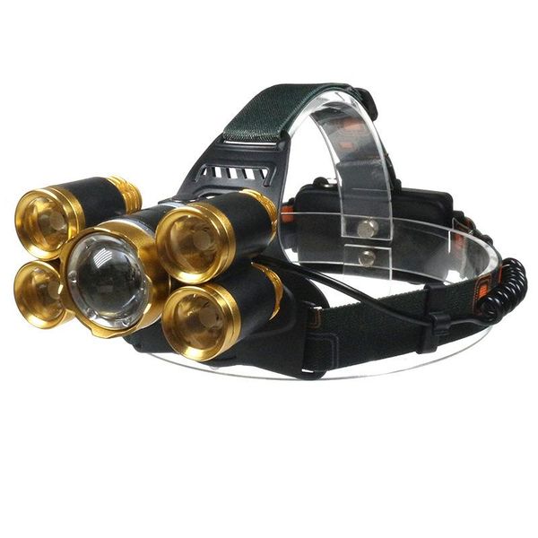 

3 color rotary zoom 5led headlamp outdoor camping headlight