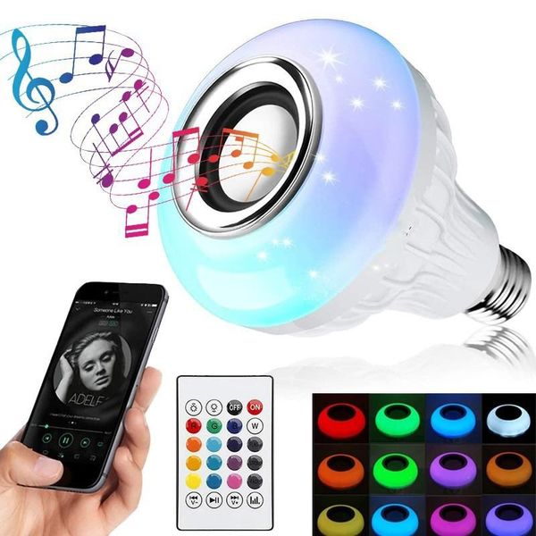 

3w/5w/12w led wireless light bulb bluetooth speaker with app remote rgb smart music e27 dimmable bedroom ceiling lamp for party