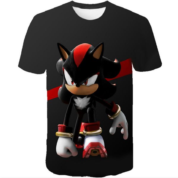 

boys and girls fashion printed t-shirt 3d audio printed hedgehog t-shirt childrens personalized animation clothing, Blue