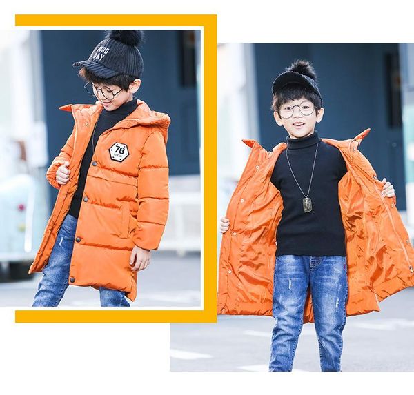 

coat children's clothing boy winter long section thicken 2021 12 cotton jacket high-quality, Blue;gray