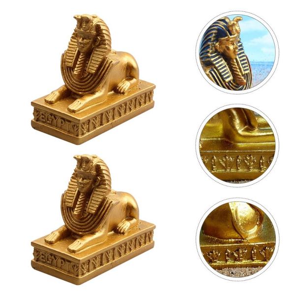 

decorative objects & figurines 2pcs egyptian pharaoh deskdecor resin craft adornment for home (golden)