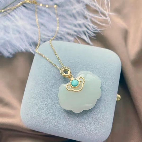 

chains natural hetian jade cloud necklace pendant exquisite charm temperament ladies jewelry for friends and family accessories, Silver