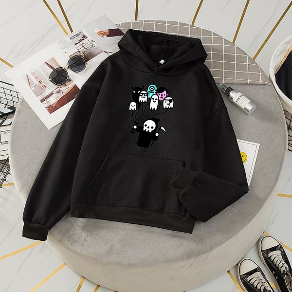 

women's hoodies & sweatshirts plus size clothing vintage sweatshirtswomen oversized sweatshirt women cartoon skull printing grunge hood, Black