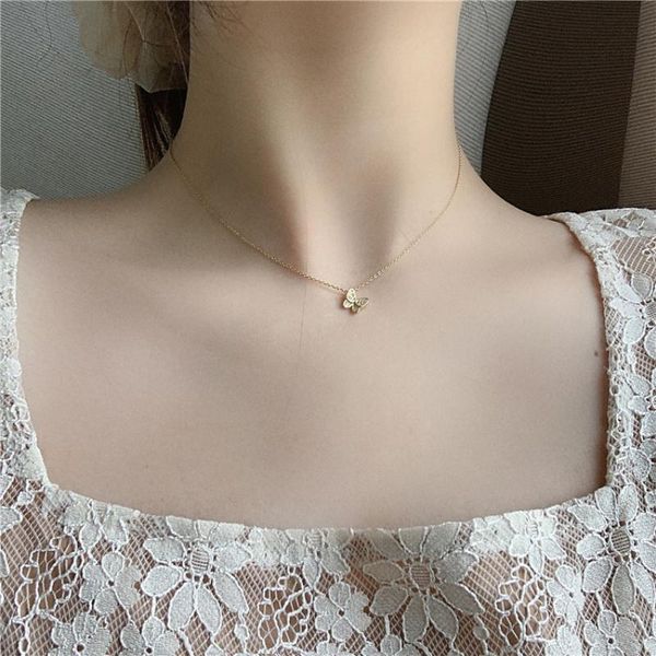 

pendant necklaces find me cute rhinestone butterfly necklace women birthday gift clavicle fashion jewelry accessories, Silver