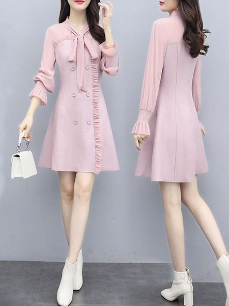 

2021 spring and autumn new gauze deer skin velvet dress, Black;gray