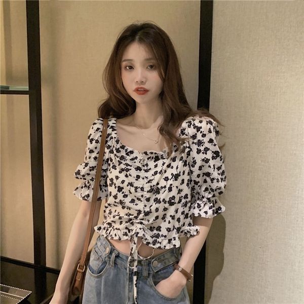 

women's blouses floral shirts women's shirts short cordon of women's blouses imin, Black