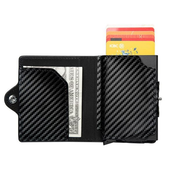 

bycobecy 2020 new men and women business pu leather credit card holder rfid blocking button smart wallet coin zip jlloqy