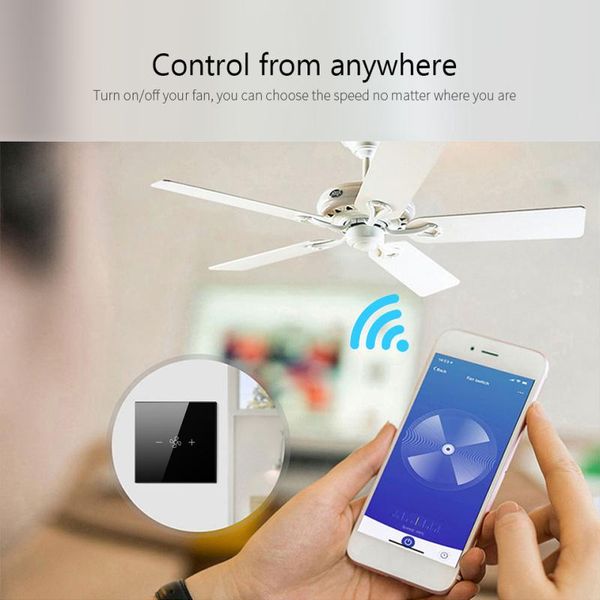 

smart home control switch mobile phone remote voice intelligent alexa and google assistant 86 type 120 graffiti wifi fan