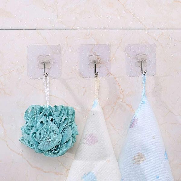 

hooks & rails good stickiness strong adhesive wall hook transparent removable hanger for bathroom kitchen tsl3