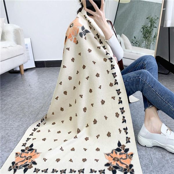 

scarves women winter scarf cashmere female warm stoles pashmina shawls and wraps thick blanket echarpe luxury bufanda hijab, Blue;gray