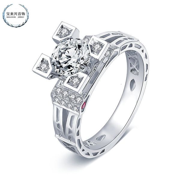 

ring simulation diamond female effie tower high carbon mosang live broadcast, Silver