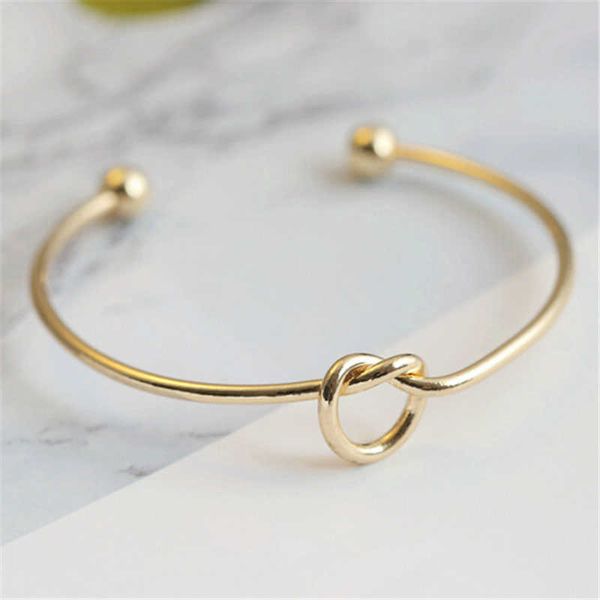

fashion women simple love knot bangle open cuff elegant stretch bangle jewelry gifts @17 lxh q0719, Black
