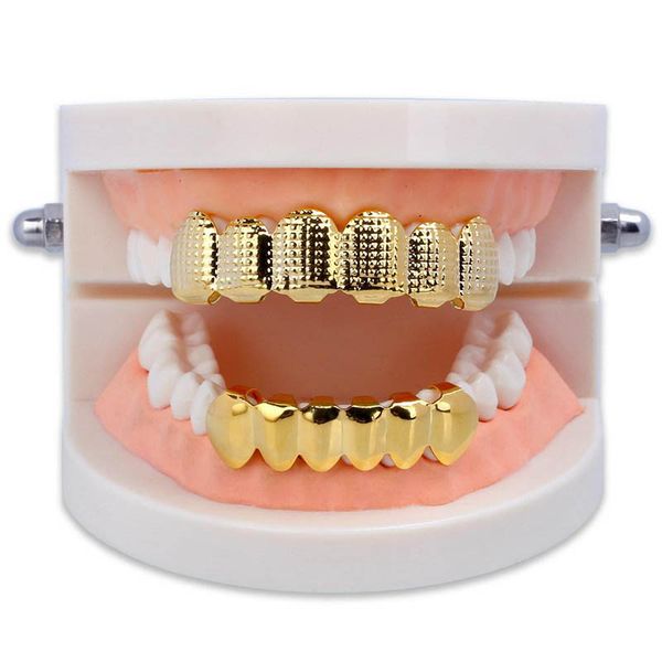 

men's hip hop teethgrillz fang bottom teeth grillzs set hollow teeth grillz rapper jewelry gold black rose