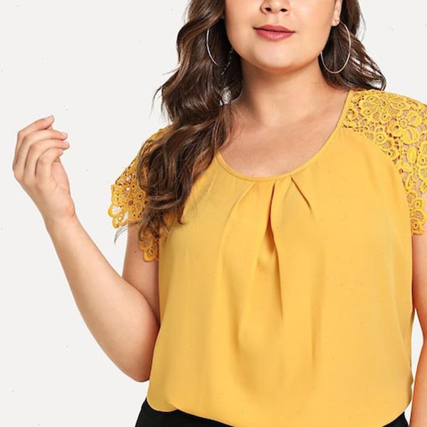 

plus size summer fashion floral lace blouse ladies solid tee female womens short sleeve shirt blusas pullover, White