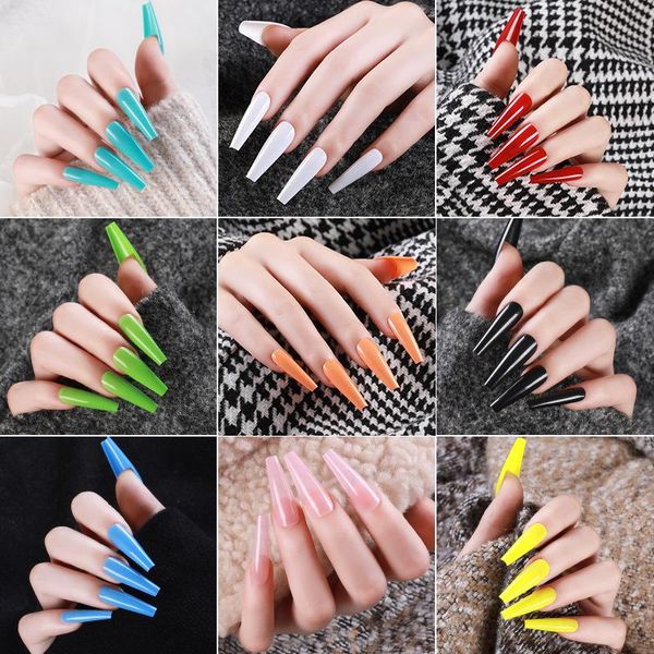

nail art kits 24pcs false tips ballerina fake nails full coverage long ballet manicure french tools